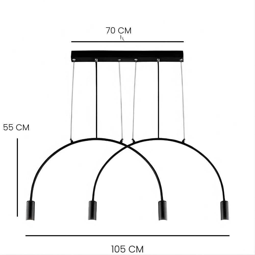 Lustre Cuisine 4 Arc Noir Noir