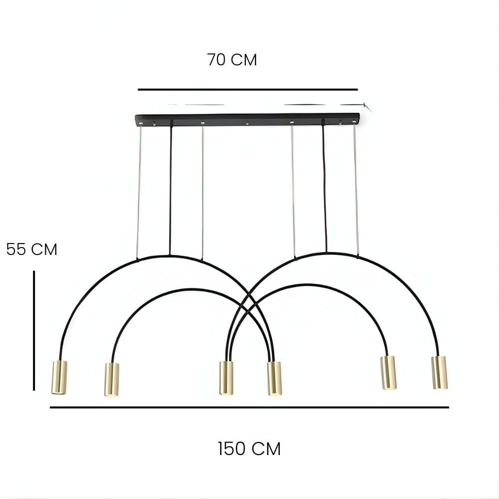 Lustre Cuisine 6 Arc Doree Dorée