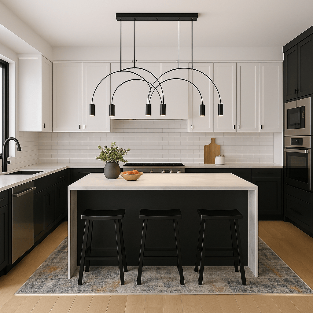 Lustre Cuisine 6 Arc Noir Noir