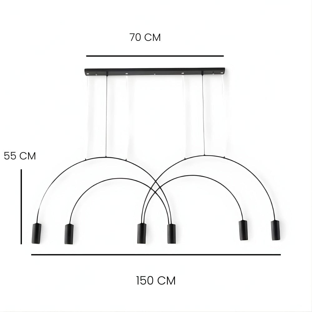 Lustre Cuisine 6 Arc Noir Noir