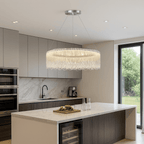 Lustre Cuisine Rond Cristal Argent