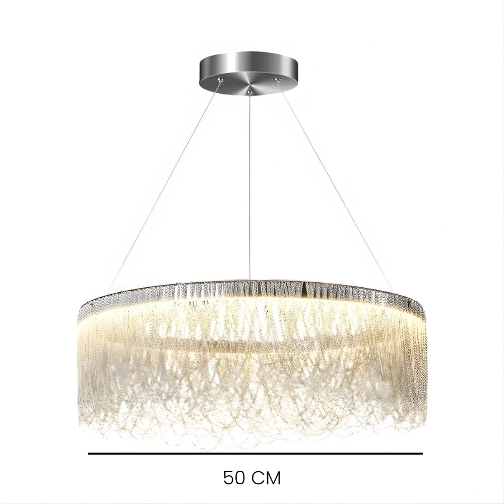 Lustre Cuisine Rond Cristal Argent