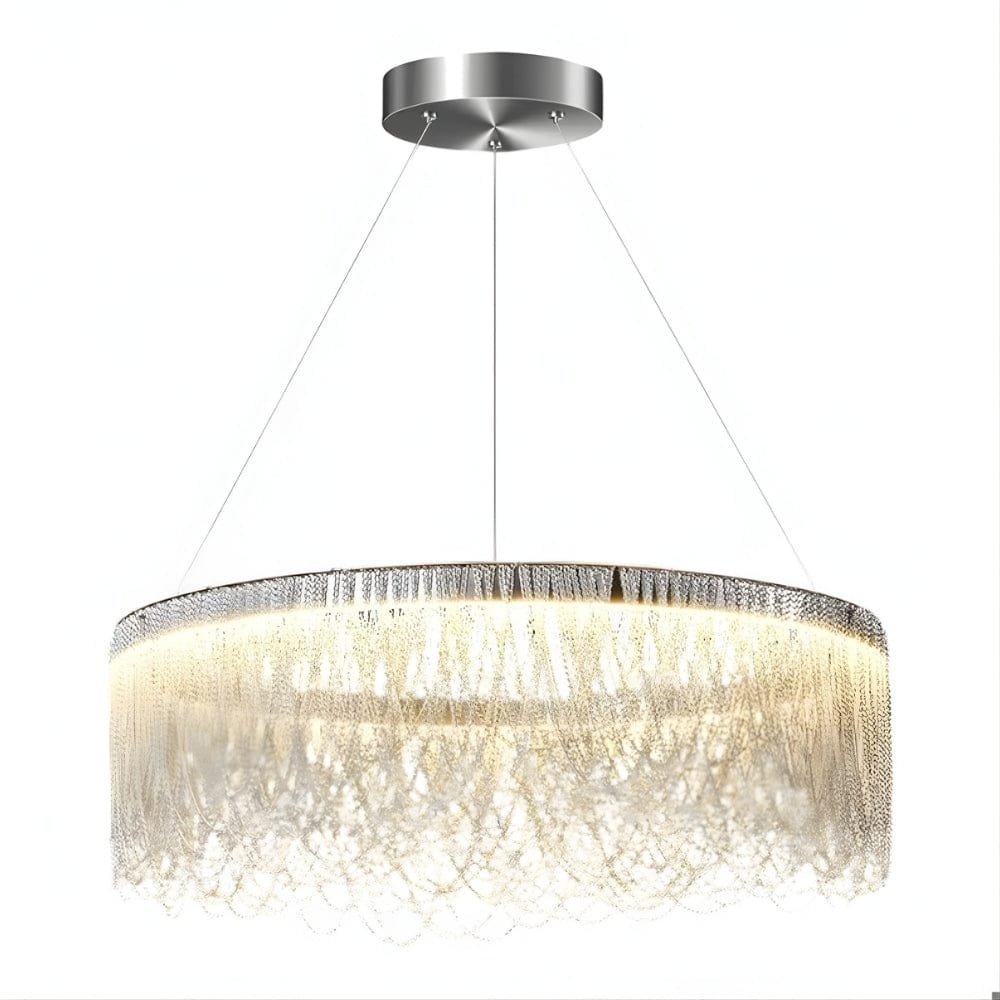 Lustre Cuisine Rond Cristal Argent