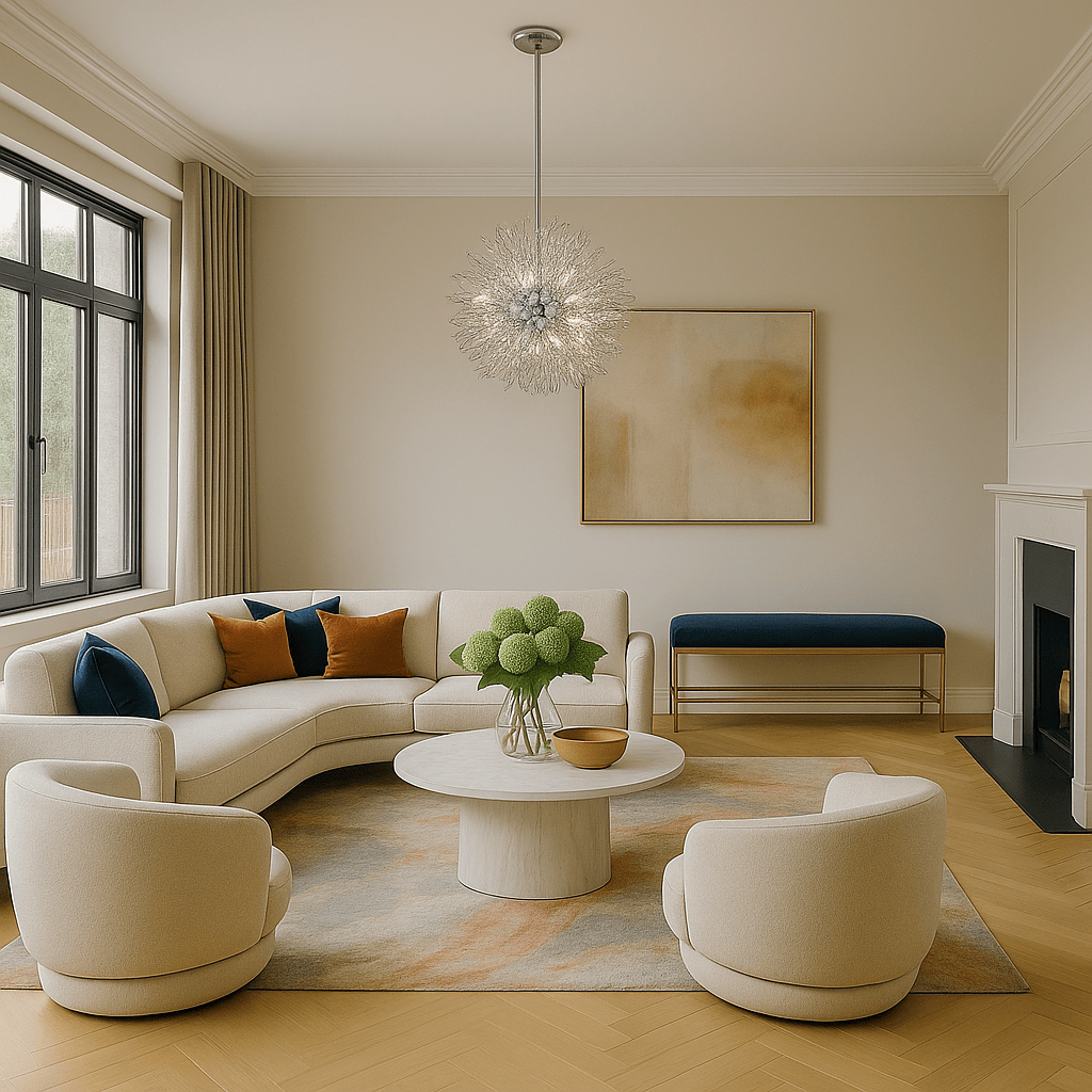 Lustre de Salon aves Boules de Cristal Argent Image