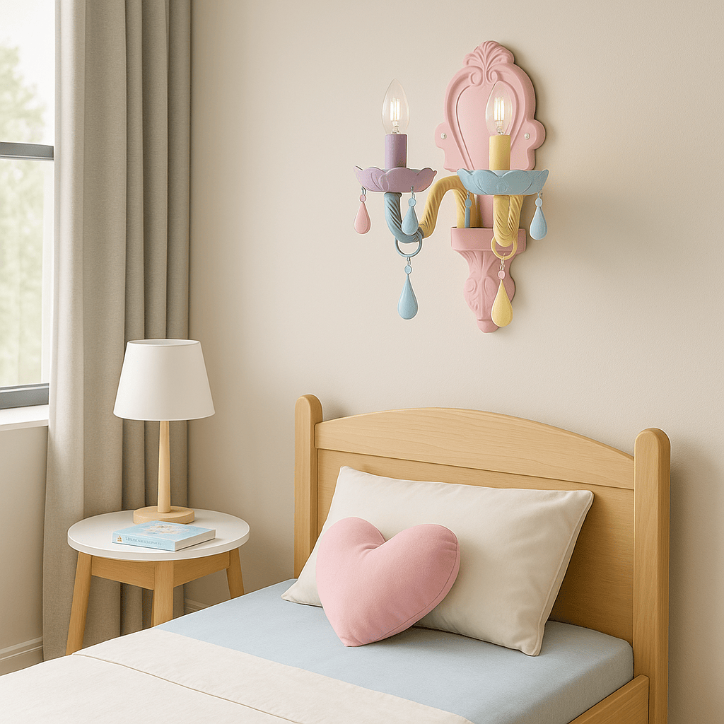 Lustre Enfant Double Bougie Rose