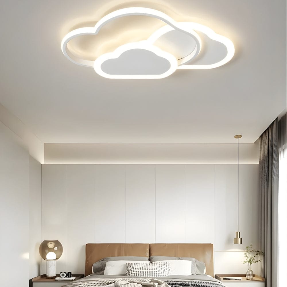 Lustre Enfant Double Nuage Blanc Blanc