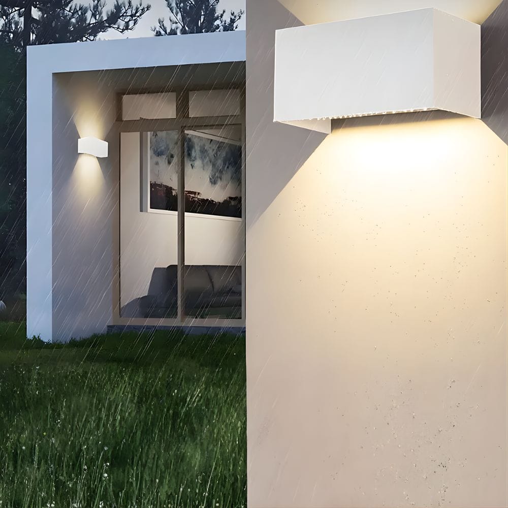 Lustre Exterieur Grand Cube Blanc Blanc