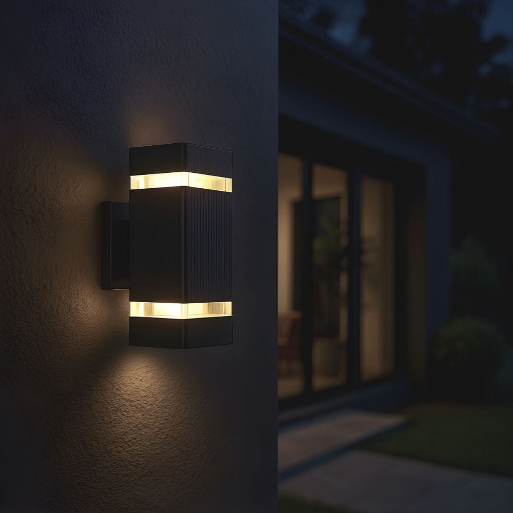 Lustre Exterieur Petit Rectangle Noir Noir