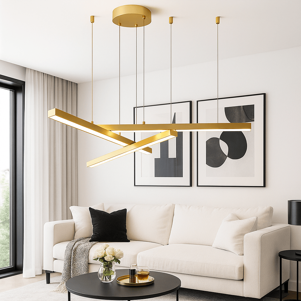 Lustre Moderne 3 Barre Doree Dorée Image