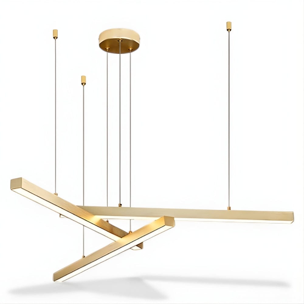 Lustre Moderne 3 Barre Doree Dorée Image