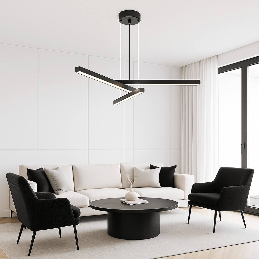 Lustre Moderne 3 Barre Noir Noir Image