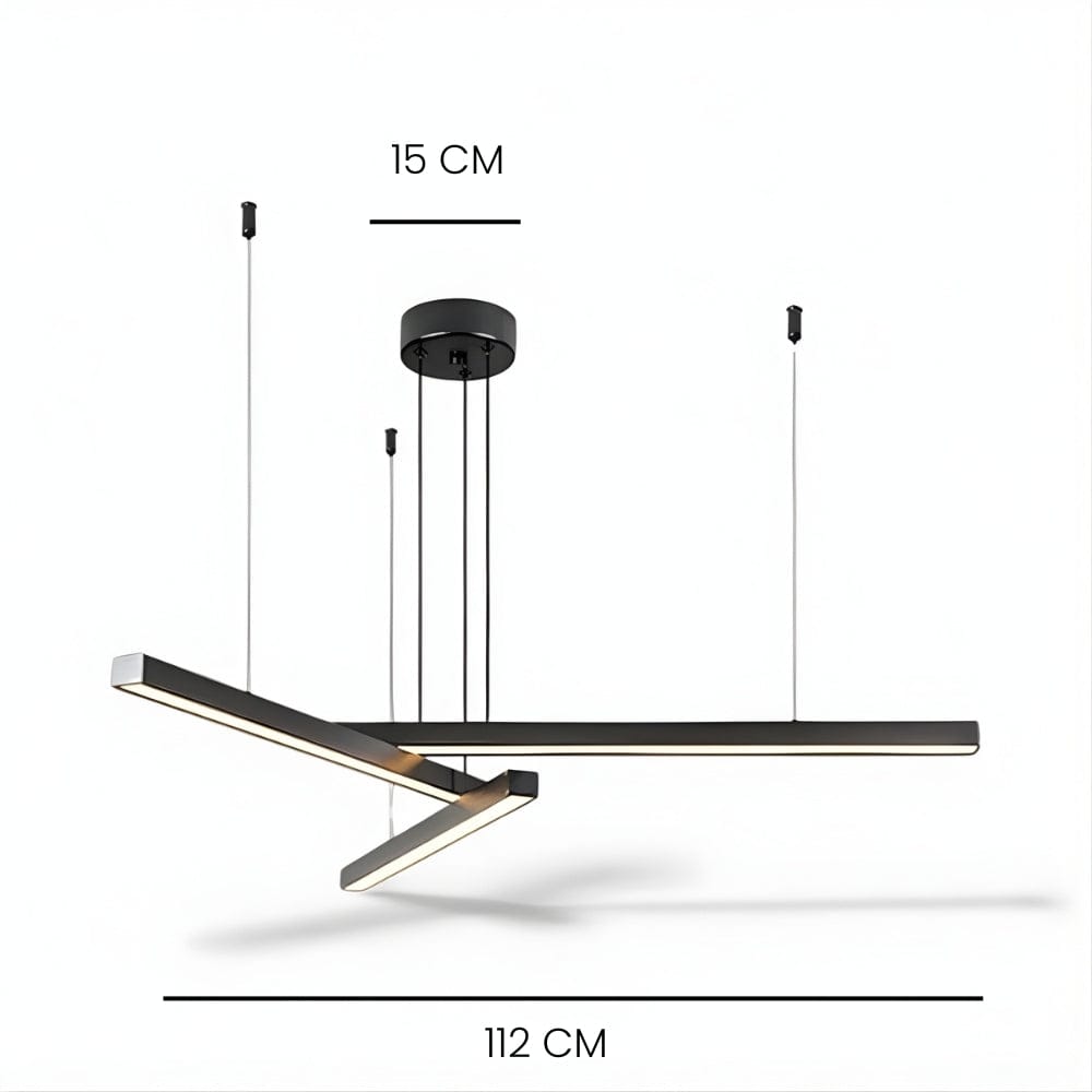 Lustre Moderne 3 Barre Noir Noir