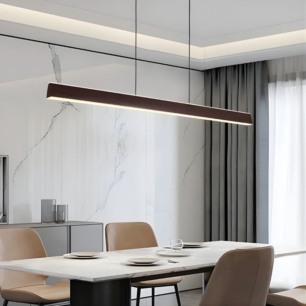 Lustre Moderne Barre Bois Marron