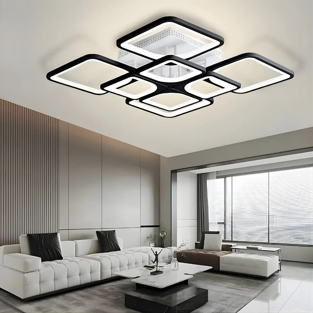 Lustre Moderne Carre Noir Noir