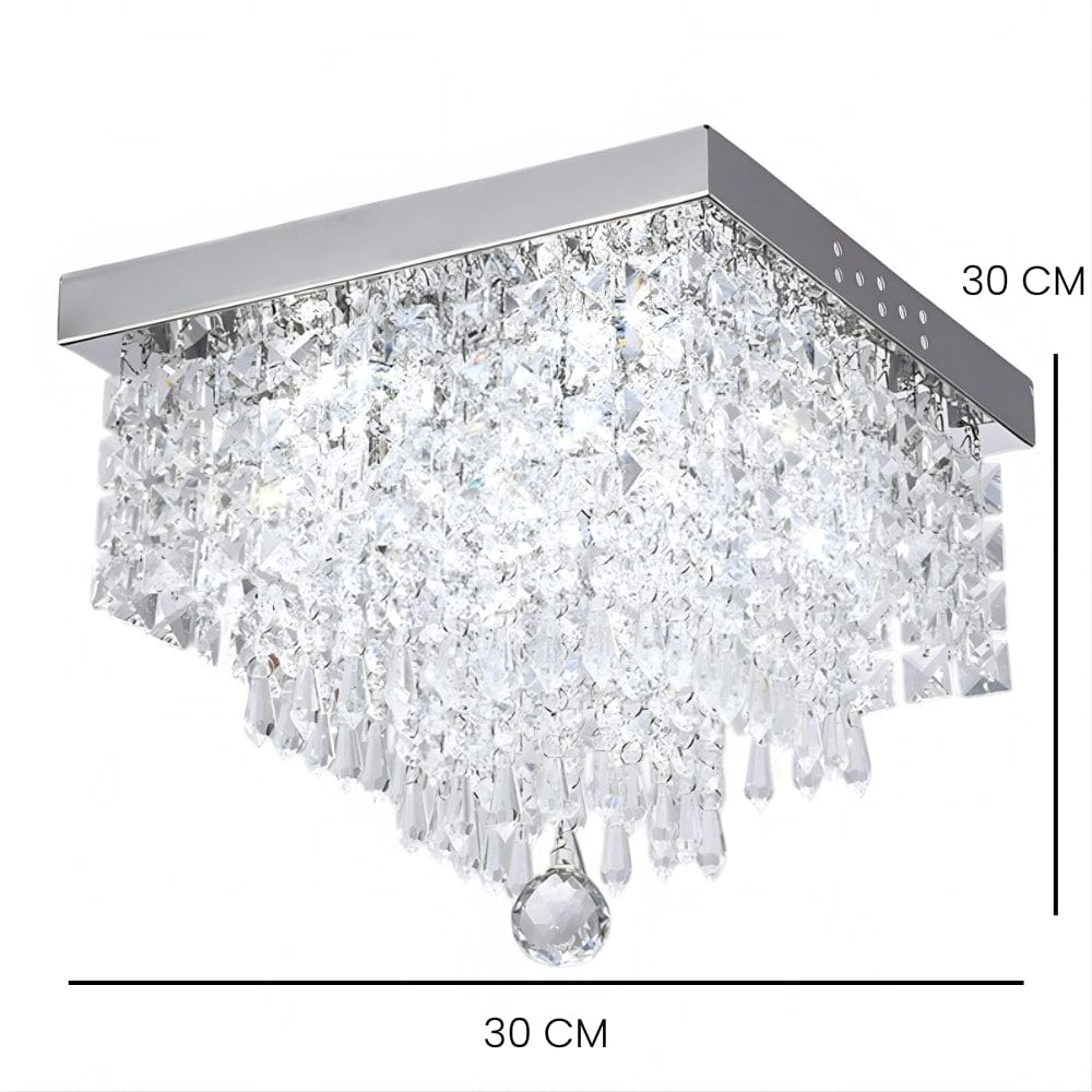 Lustre Moderne Cascade Cristal Argent