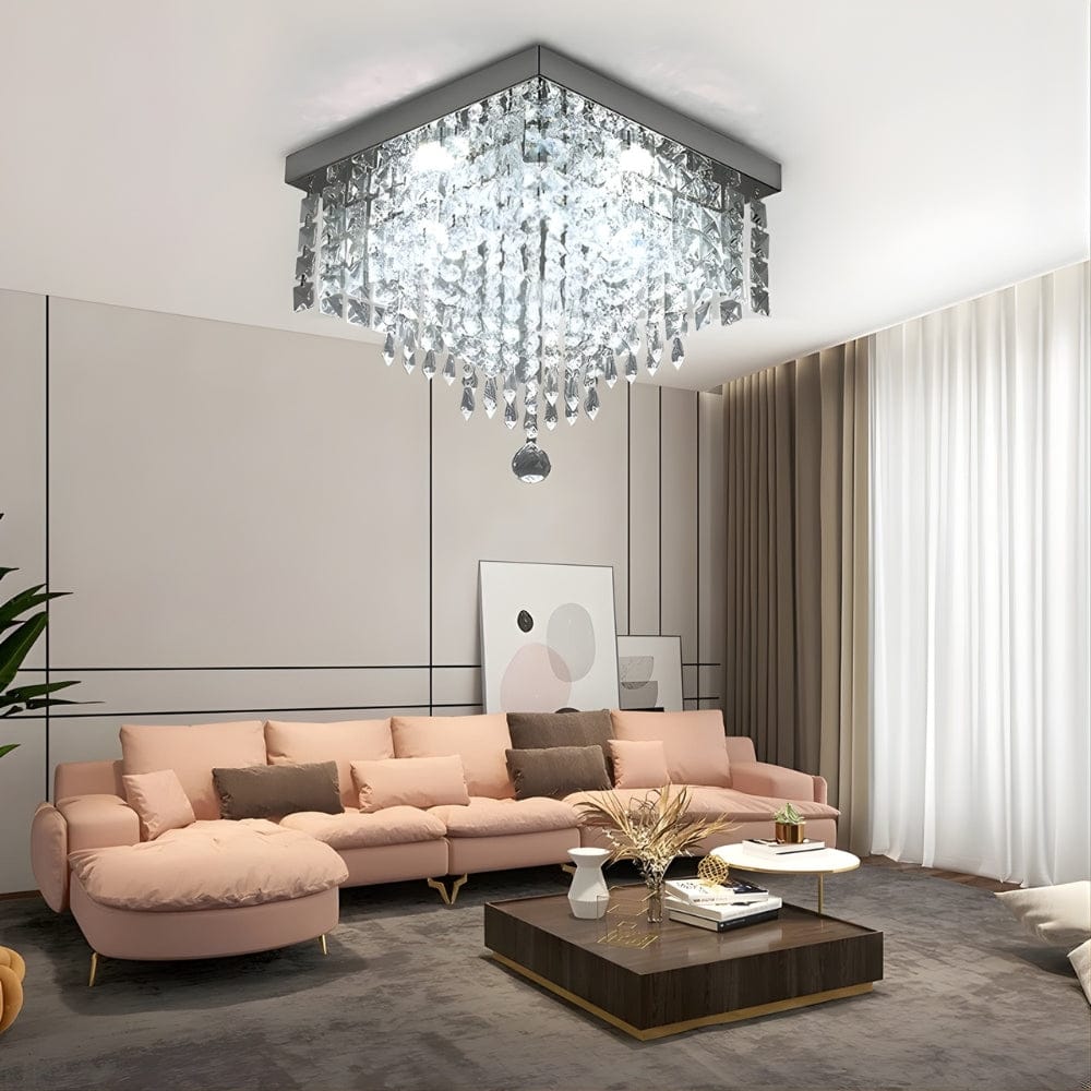 Lustre Moderne Cascade Cristal Argent Image