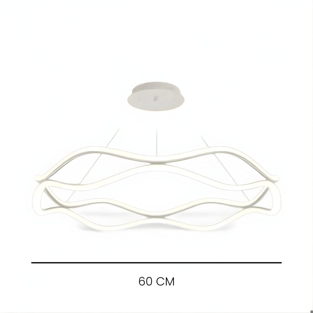 Lustre Moderne Cercle Ondule Blanc Blanc