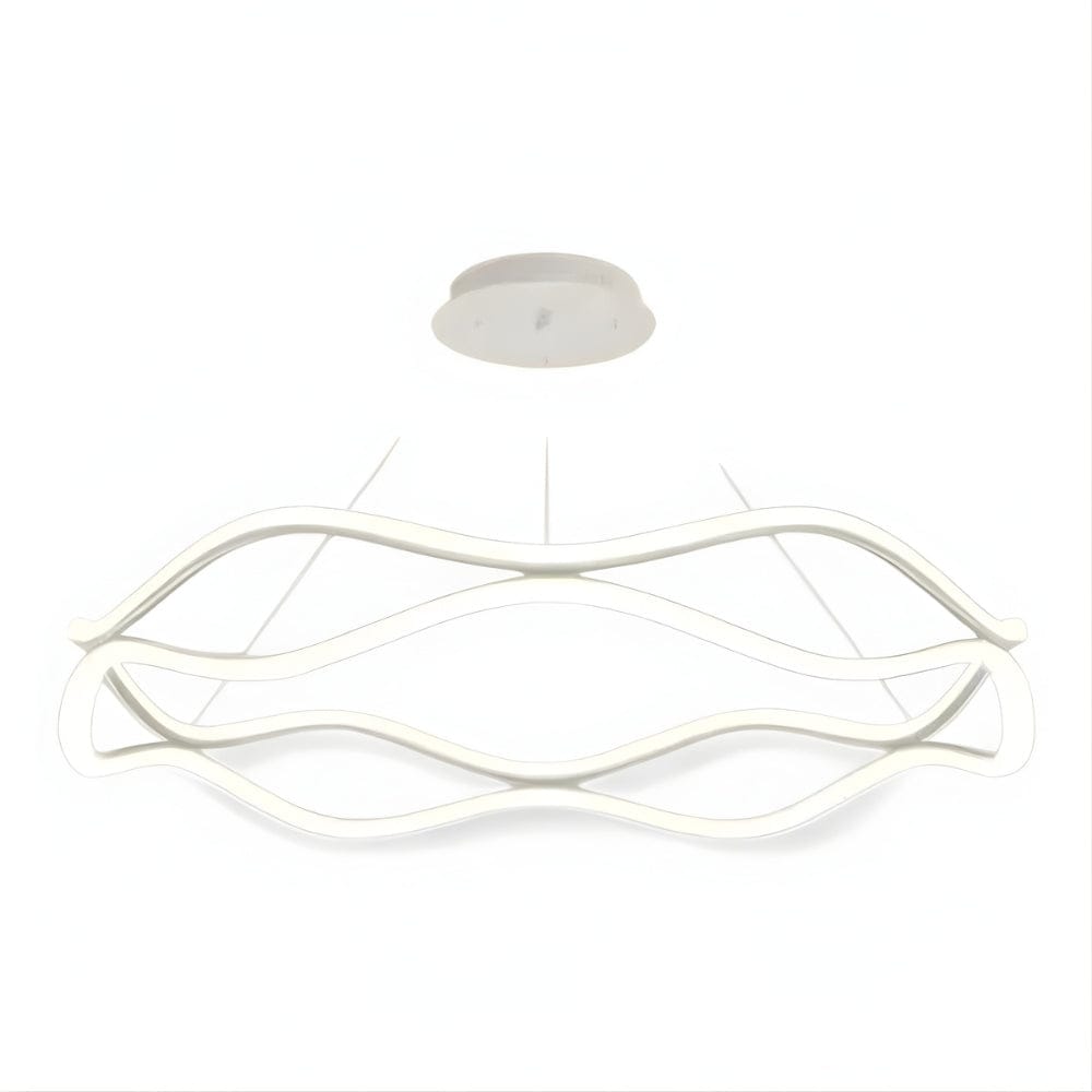 Lustre Moderne Cercle Ondule Blanc Blanc