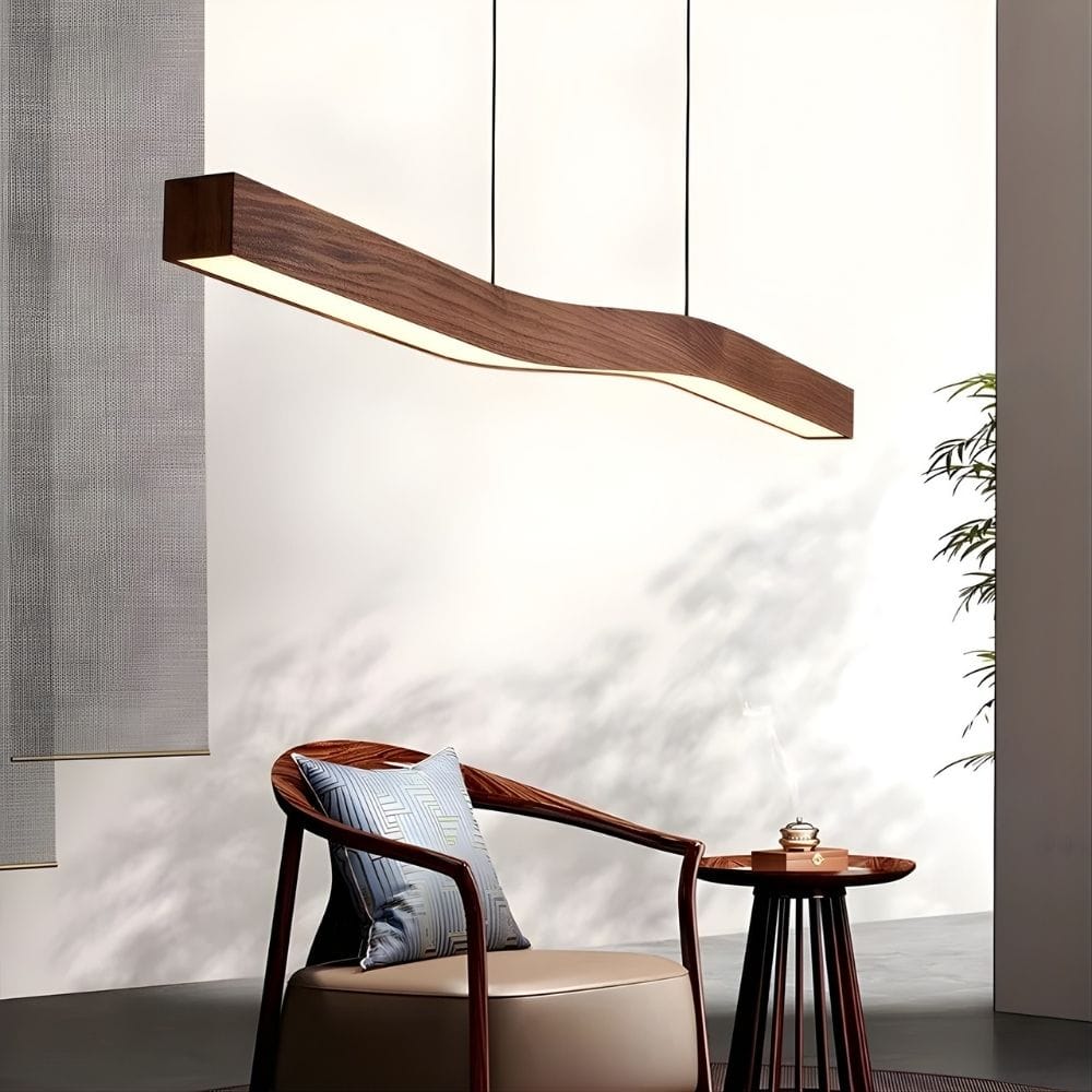 Lustre Moderne Courbe Bois Marron