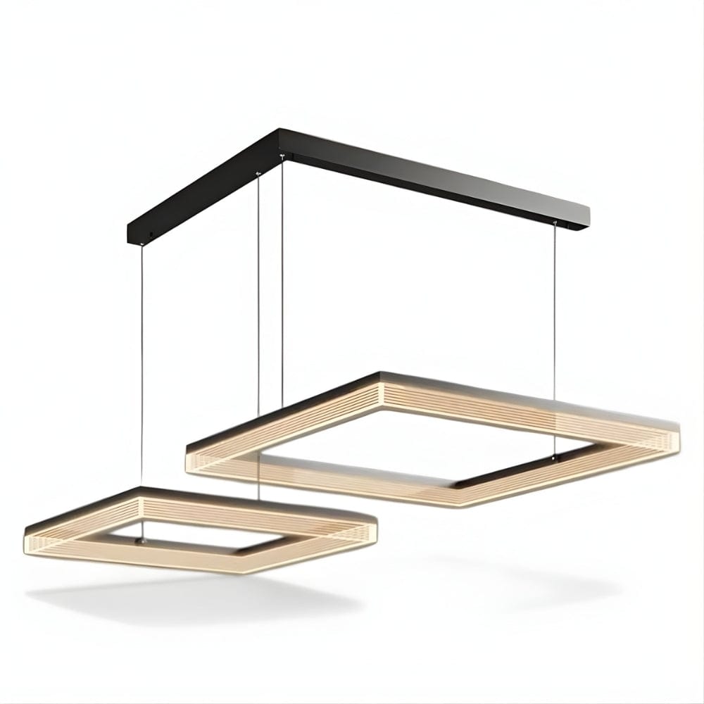 Lustre Moderne Double Carre Doree Dorée