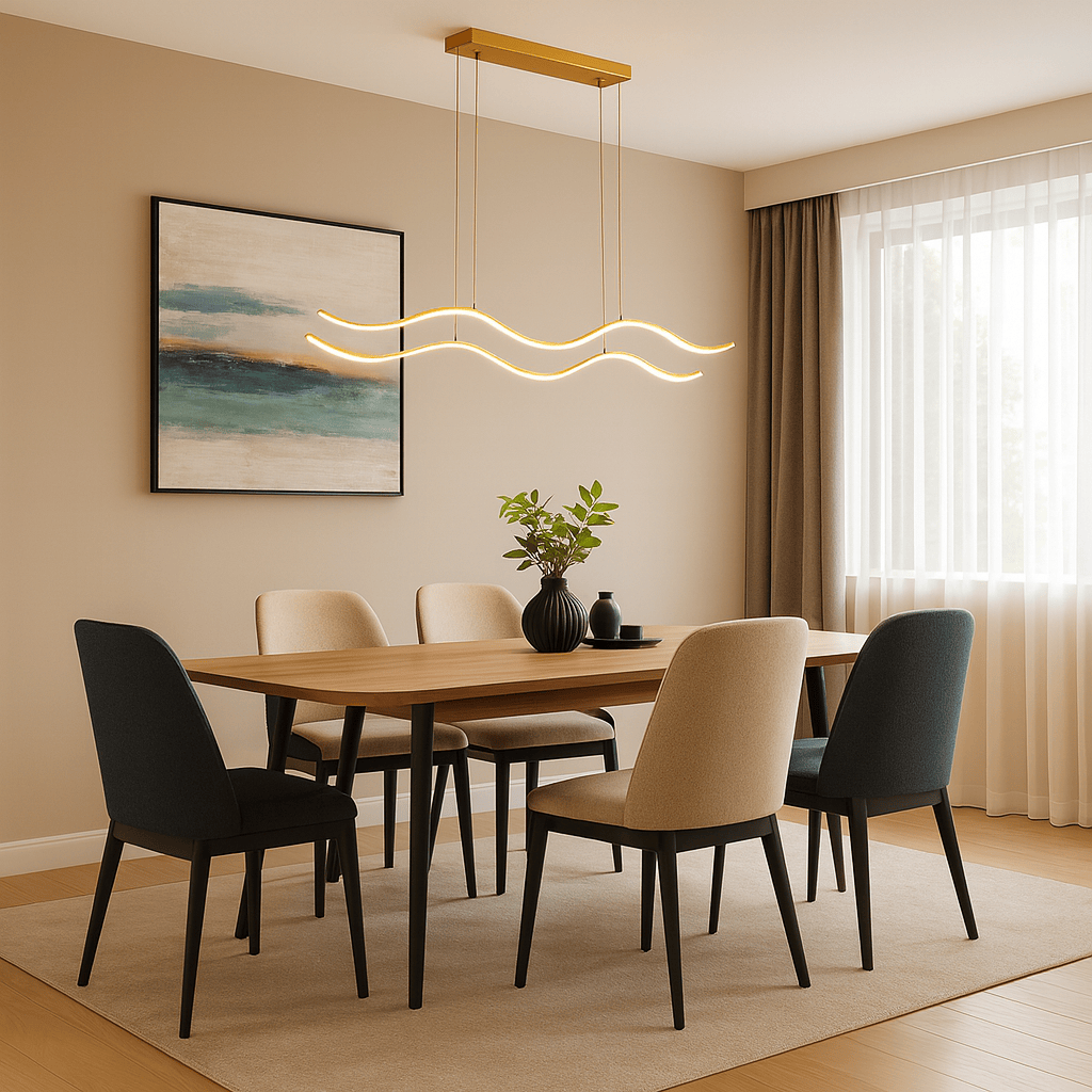 Lustre Moderne Double Vague Doree Dorée