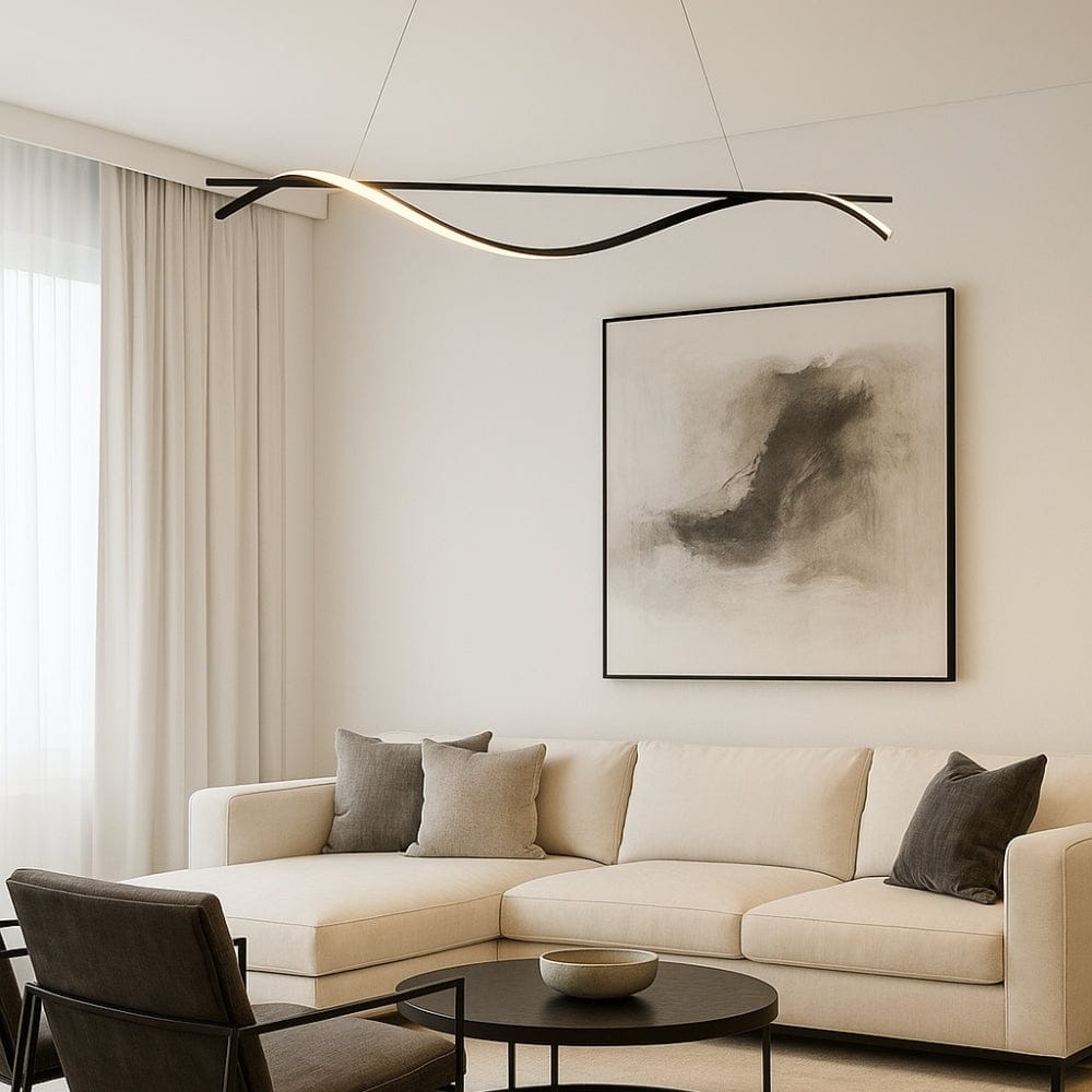 Lustre Moderne Ondule Noir Noir