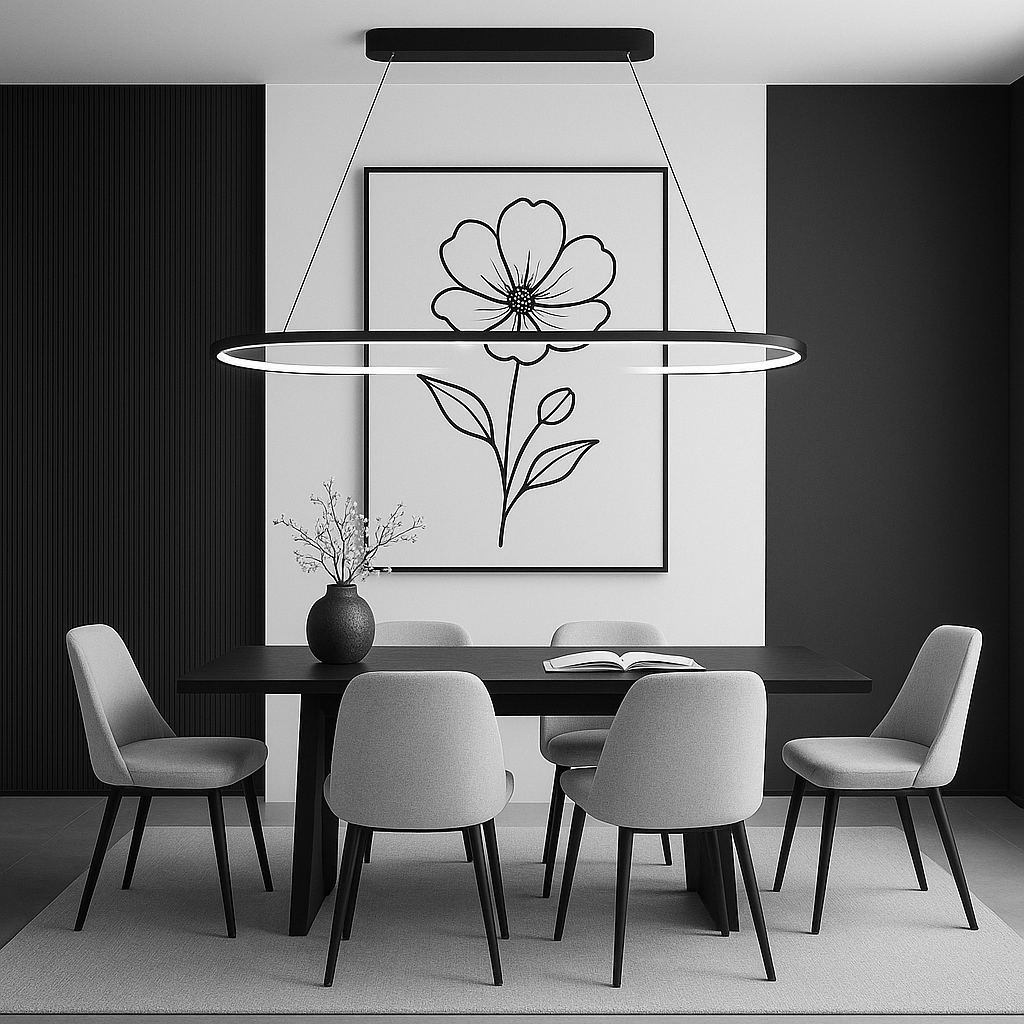 Lustre Moderne Ovale Noir Noir Image