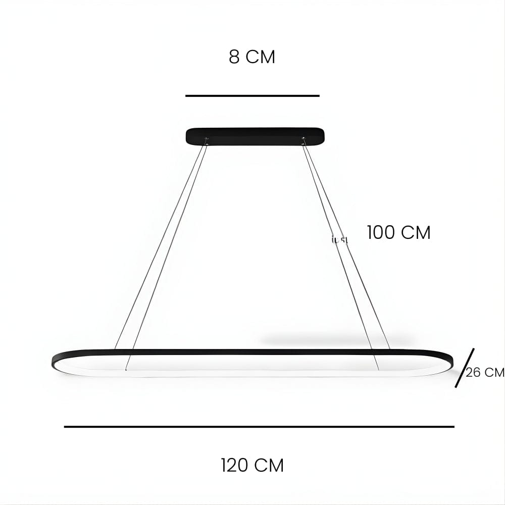 Lustre Moderne Ovale Noir Noir