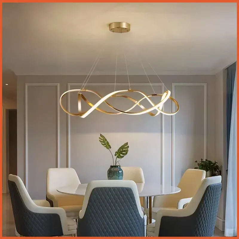 Lustre Moderne Ruban Doree Dorée