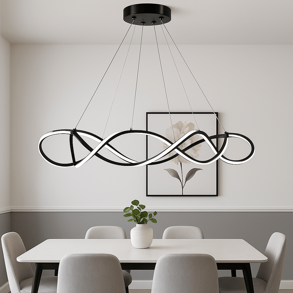 Lustre Moderne Ruban Noir Noir