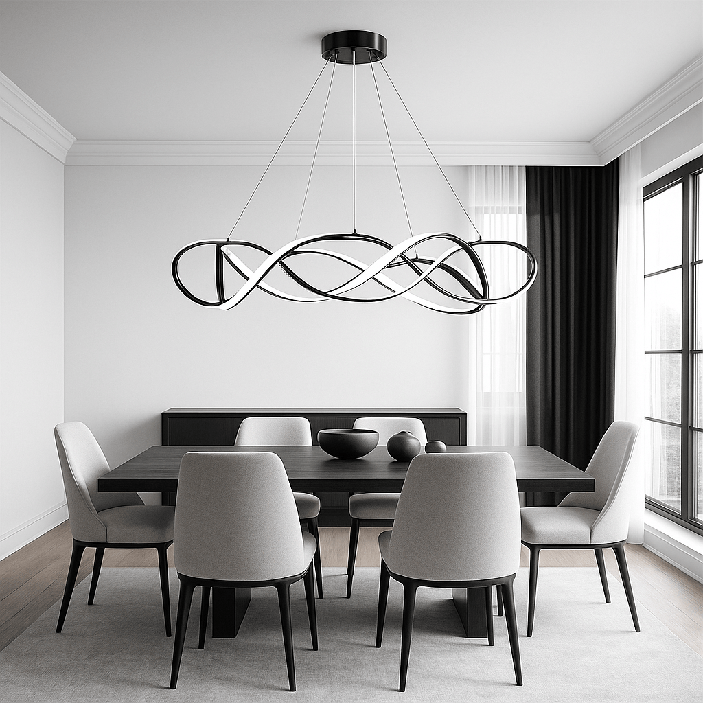 Lustre Moderne Ruban Noir Noir