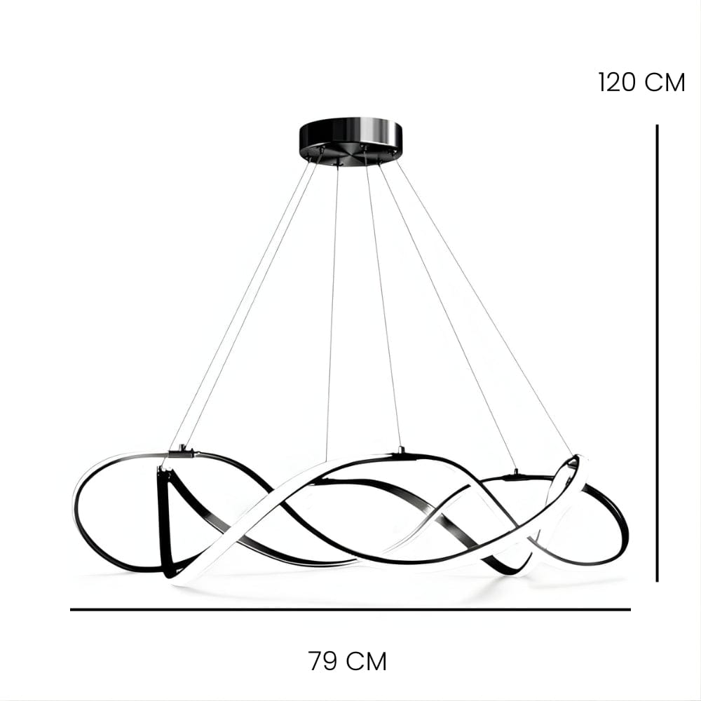 Lustre Moderne Ruban Noir Noir