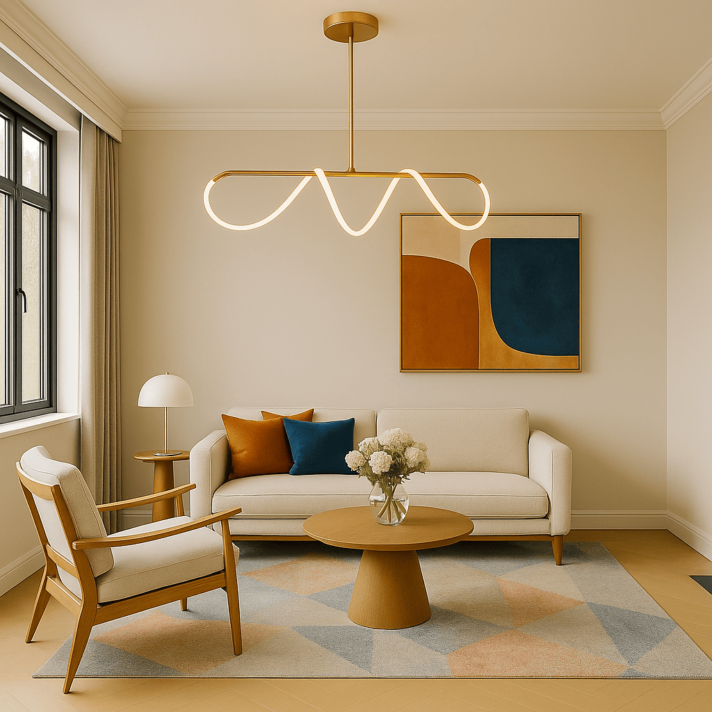 Lustre Moderne Ruban Tombant Doree Dorée Image