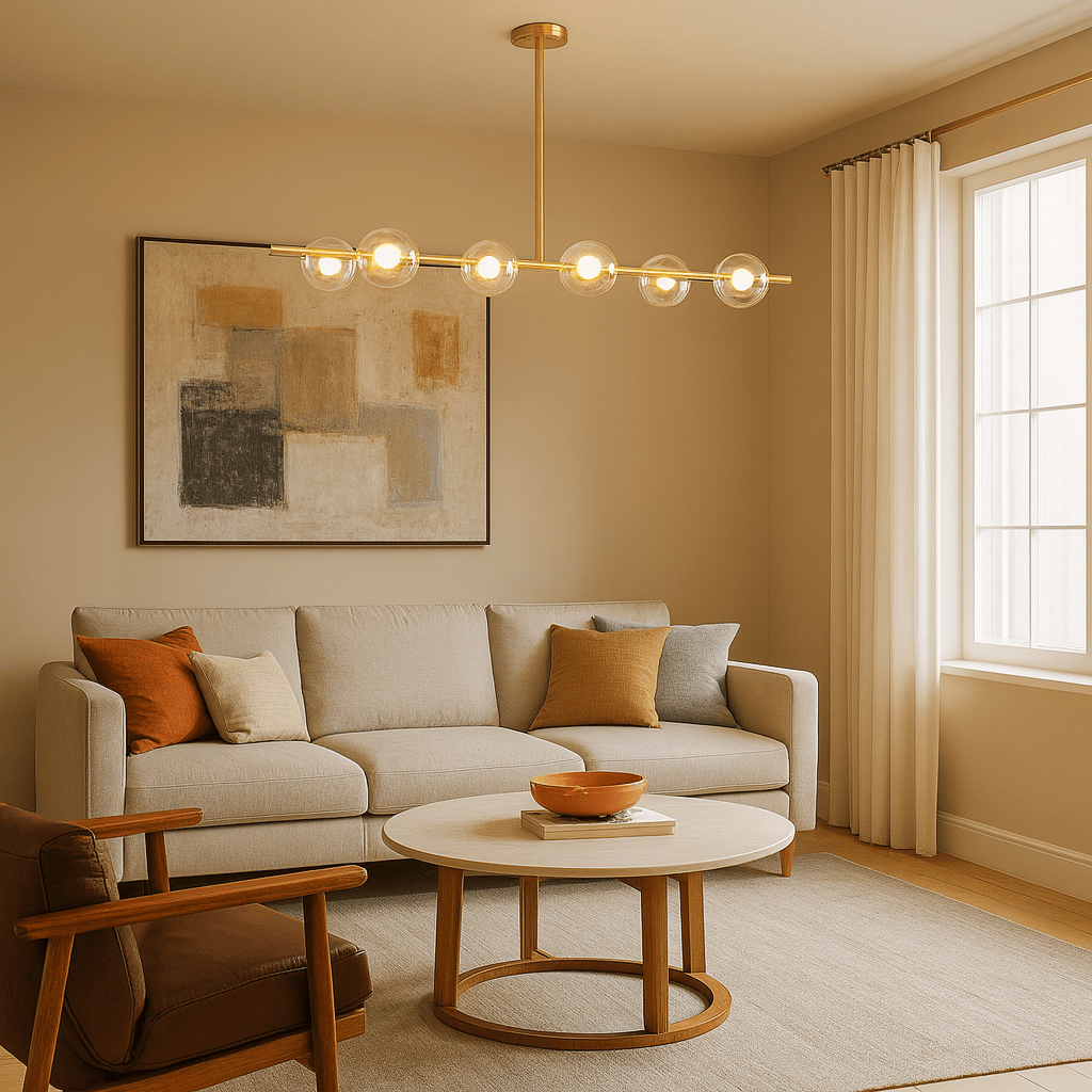 Lustre Moderne Six Spheres Doree Dorée