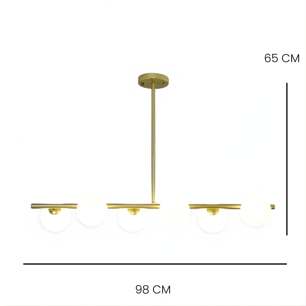 Lustre Moderne Six Spheres Teinte Doree Dorée