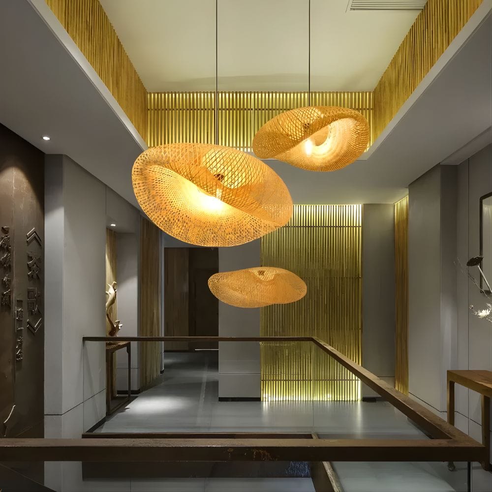 Lustre Ovale Rotin Marron