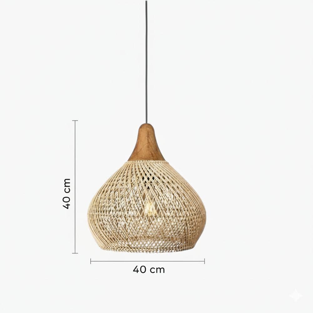 Lustre Rotin Cloche Inversée Beige