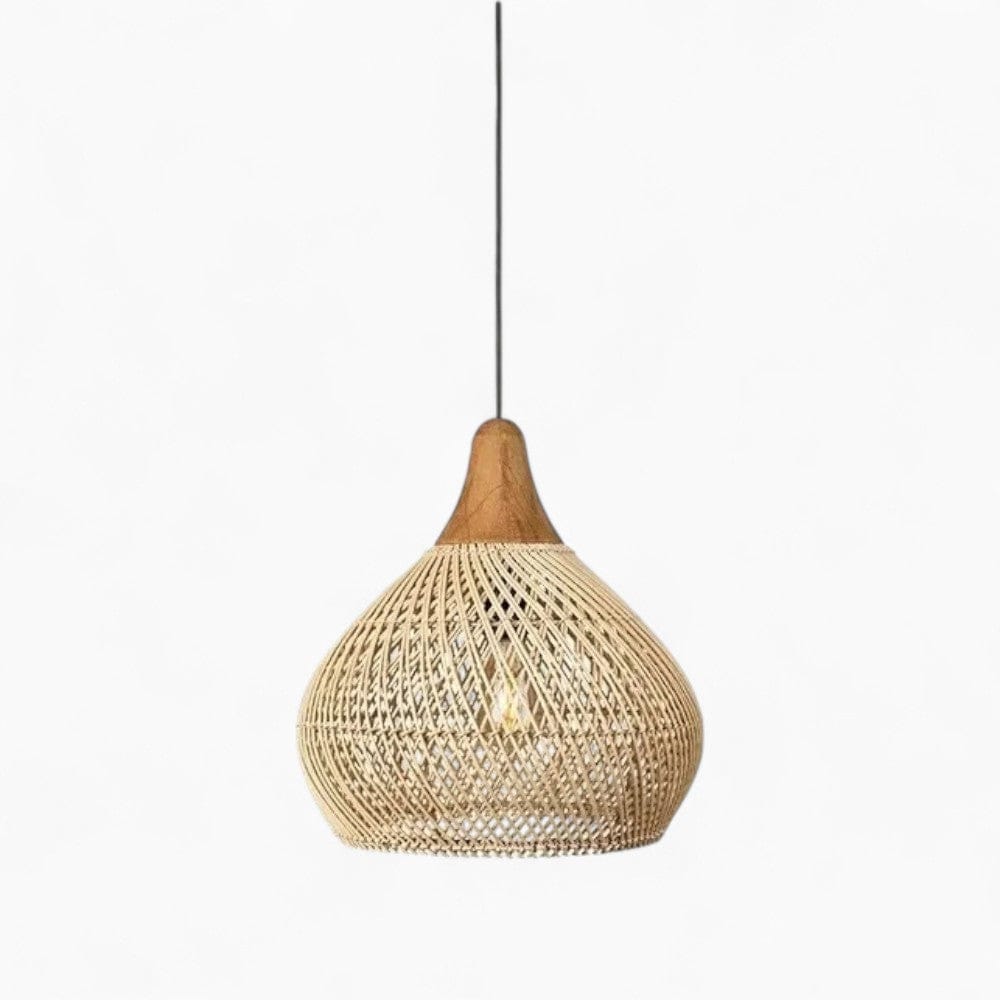 Lustre Rotin Cloche Inversée Beige