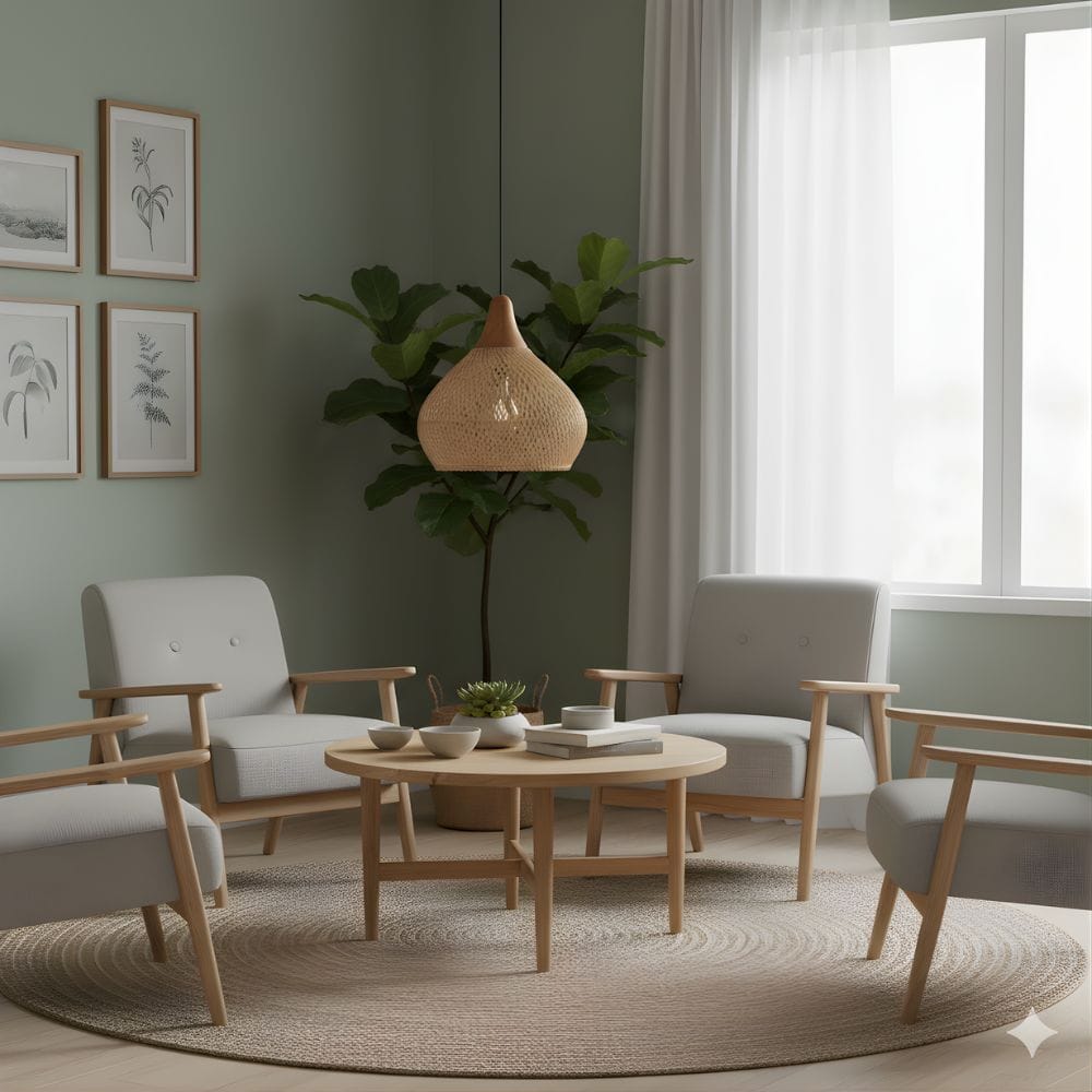 Lustre Rotin Cloche Inversée Beige