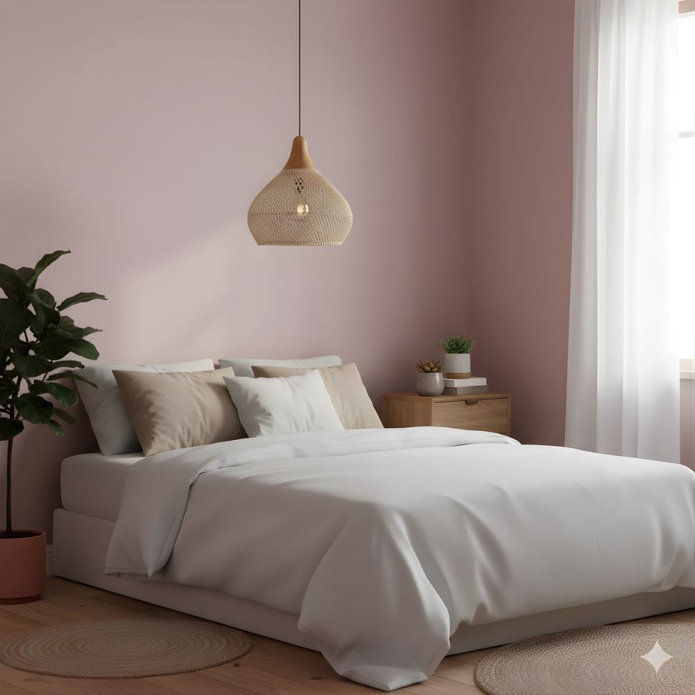 Lustre Rotin Cloche Inversée Beige