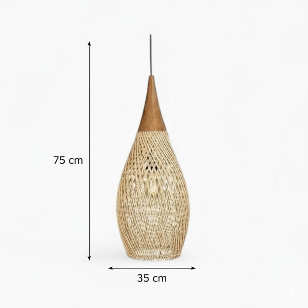 Lustre Rotin Goutte d'Eau Beige