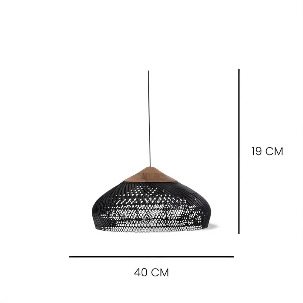 Lustre Rotin Soucoupe Noir Noir