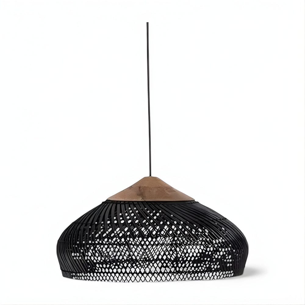 Lustre Rotin Soucoupe Noir Noir