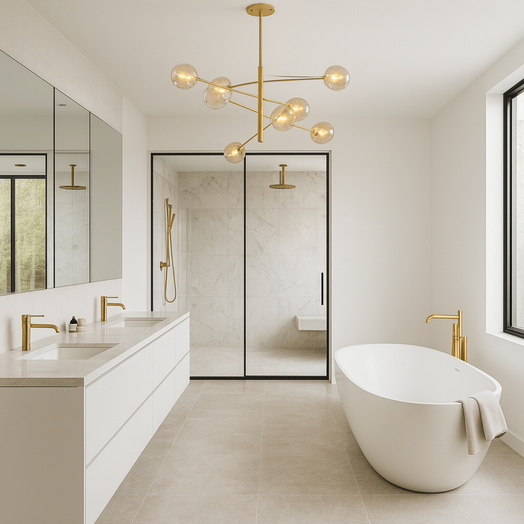 Lustre Salle de bain Boule Doree Dorée