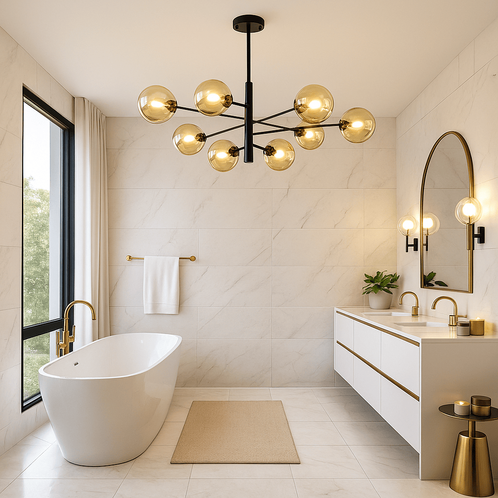 Lustre Salle de bain Boule Noir Noir