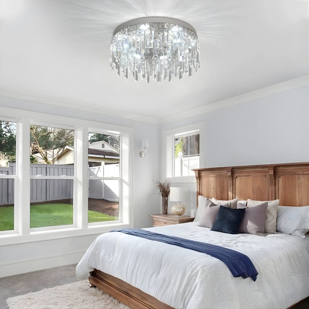 Lustre Salle de bain Rond Crystal Argent