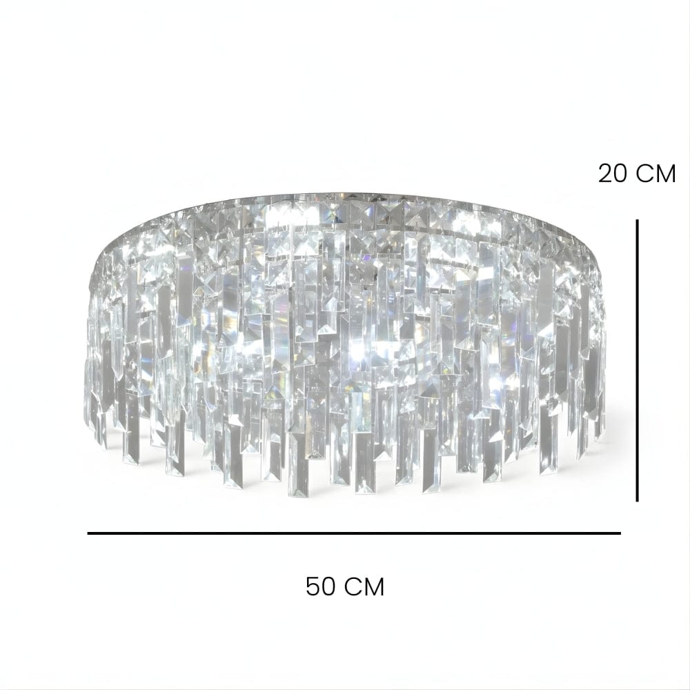 Lustre Salle de bain Rond Crystal Argent