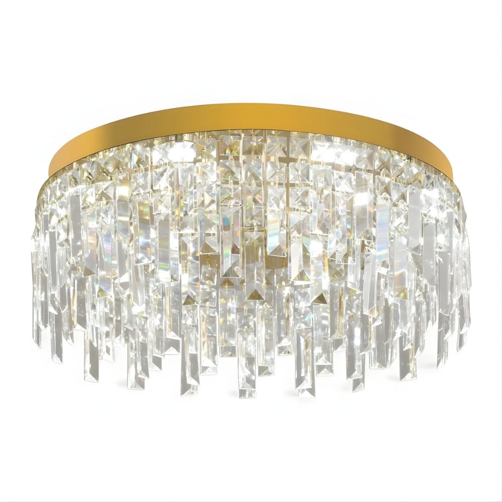 Lustre Salle de bain Rond Crystal Doree Dorée