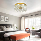 Lustre Salle de bain Rond Crystal Doree Dorée