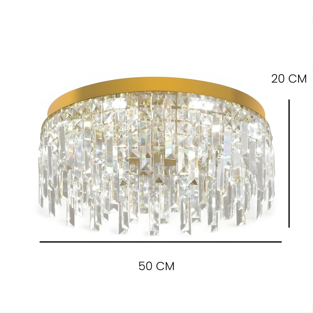 Lustre Salle de bain Rond Crystal Doree Dorée